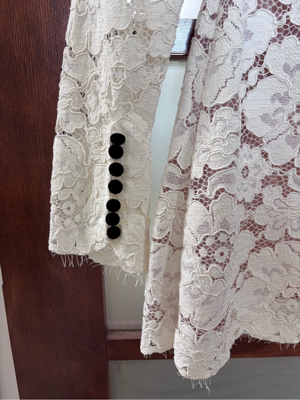 Retrofete Lace Mini Dress with Black Velvet Bow - Picture 4 of 7